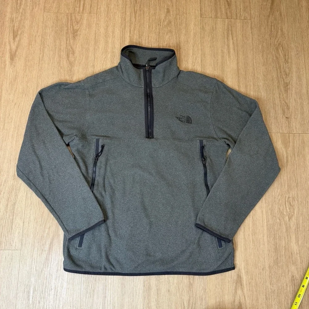 The North Face Mens Quarter Zip Fleece Pullover Gray Mock Neck Jacket Medium